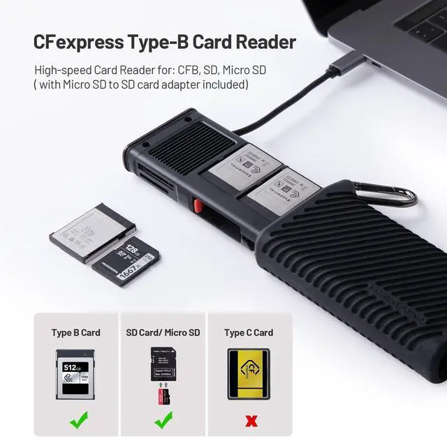 Alt view image 2 of 5 - PGYTECH Createmate CFexpress Type B Card Reader Case USB 3.2 Gen 2 10Gbps SD Card Reader for Photographers(CFexpress-B, Black)