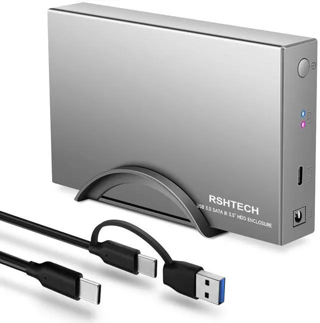 Main image of RSHTECH Hard Drive Enclosure Upgraded Version 3.5" Aluminum USB C to SATA External Hard Drive Dock Case for 3.5 inch HDD & SSD up to 24TB, with 2-in-1 USB Cable, Support UASP