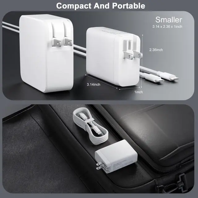 Alt view image 5 of 5 - Damusy GaN 100W USB-C Laptop Charger - Fit for HP, Lenovo, ASUS, Samsung, MacBook Pro, Air, iPad Pro, Acer, LG, Razer, Dell Laptop, 4-Ports Charging Station Type C Adapter with 5ft AC Cable