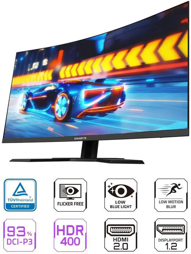 Alt view image 2 of 5 - GIGABYTE G32QC A (32" 165Hz 1440P Curved Gaming Monitor, 2560 x 1440 VA 1500R , 1ms (MPRT) Response Time, 93% DCI-P3, VESA Display HDR400, FreeSync Premium Pro