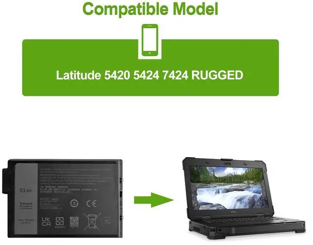 Alt view image 4 of 5 - SwarKing Replacement Battery 7WNW1 Compatible with Dell Latitude 7424 5424 5420 Rugged Extreme Series Notebook DMF8C 0DMF8C