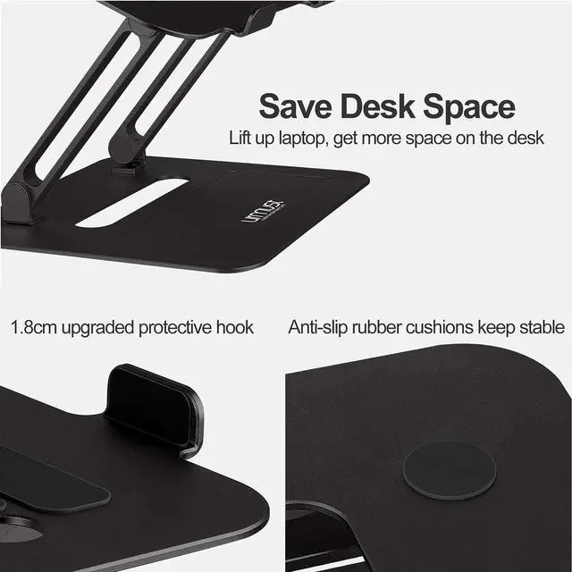 Alt view image 3 of 5 - Urmust Adjustable Laptop Stand for Desk Black + Silver 2 pcs a Bundle