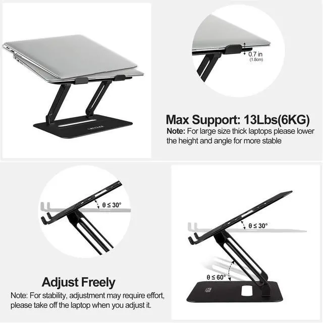 Alt view image 5 of 5 - Urmust Adjustable Laptop Stand for Desk Black + Silver 2 pcs a Bundle