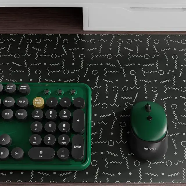 Alt view image 3 of 5 - FCPLU x UBOTIE Colorful Wireless Keyboard and Mouse, Full-Sized Office Keyboard with Typewriter Flexible Keys, 2.4GHz Dropout-Free Connection, Wrist Rest, Optical Mouse for PC Laptop(Black Green)