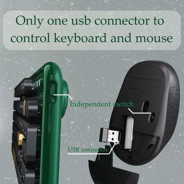 Alt view image 5 of 5 - FCPLU x UBOTIE Colorful Wireless Keyboard and Mouse, Full-Sized Office Keyboard with Typewriter Flexible Keys, 2.4GHz Dropout-Free Connection, Wrist Rest, Optical Mouse for PC Laptop(Black Green)