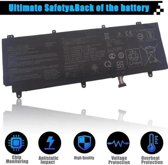Alt view image 4 of 5 - AOMKA C41N1805 Laptop Battery Replacement for Asus ROG Zephyrus S GX531 GX531GS GX531GM Series 0B200-03020000 0B20003020000 C41PKC5 15.4V 50Wh 3255mAh
