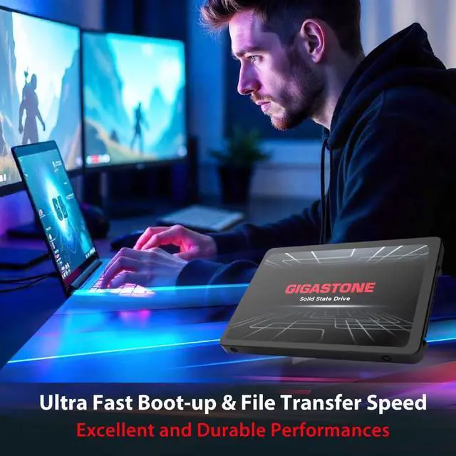 Alt view image 3 of 5 - Gigastone SATA SSD 960GB 2.5 inch SSD 500MB/s Upgrade Laptop PC Memory and Storage PS4 HDD Replacement 2.5" Internal Solid State Hard Drives SATA III SLC Cache 3D NAND Increase Performance