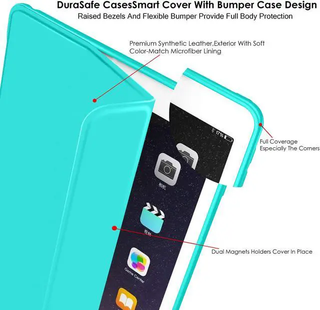 Alt view image 5 of 5 - DuraSafe Cases for iPad Air 3rd Gen 10.5 Inch 2017/2019 [ PRO 10.5 Air 3 ] A1701 A1709 A1852 A2152 A2123 A2153 A2154 Full Body Protective Soft Back Cover with Wake/Sleep Feature - Green