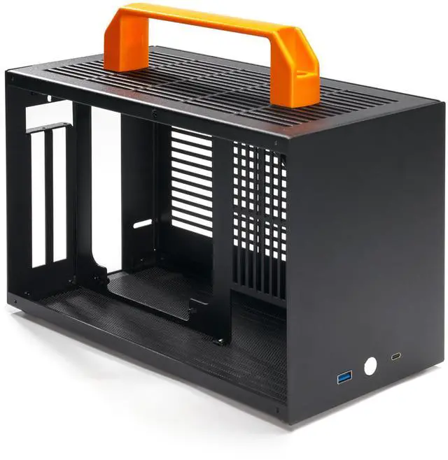 Alt view image 2 of 5 - SGPC K49-BL Mini ITX Case - 8.3L Small Form Factor, Supports GPU up to 300mm, CPU Cooler up to 69mm, SFX PSU, USB 3.0 & Type-C Front I/O, Includes Acrylic Side Panel & Carrying Handles