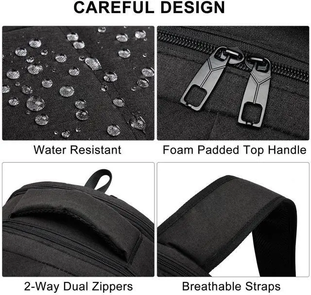 Alt view image 5 of 5 - Liokesa Laptop Backpack for Men Women, School Backpacks for Teen Boys Girls, Laptop Backpack with USB Charging Port, 15.6 Inch Water Resistant College Bookbag Daypack, Black