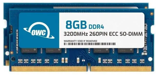 Main image of OWC 16GB (2x8GB) DDR4 3200MHz PC4-25600 CL22 1RX8 ECC Unbuffered SODIMM 1.2V 260-pin Memory RAM