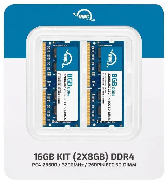 Alt view image 2 of 5 - OWC 16GB (2x8GB) DDR4 3200MHz PC4-25600 CL22 1RX8 ECC Unbuffered SODIMM 1.2V 260-pin Memory RAM