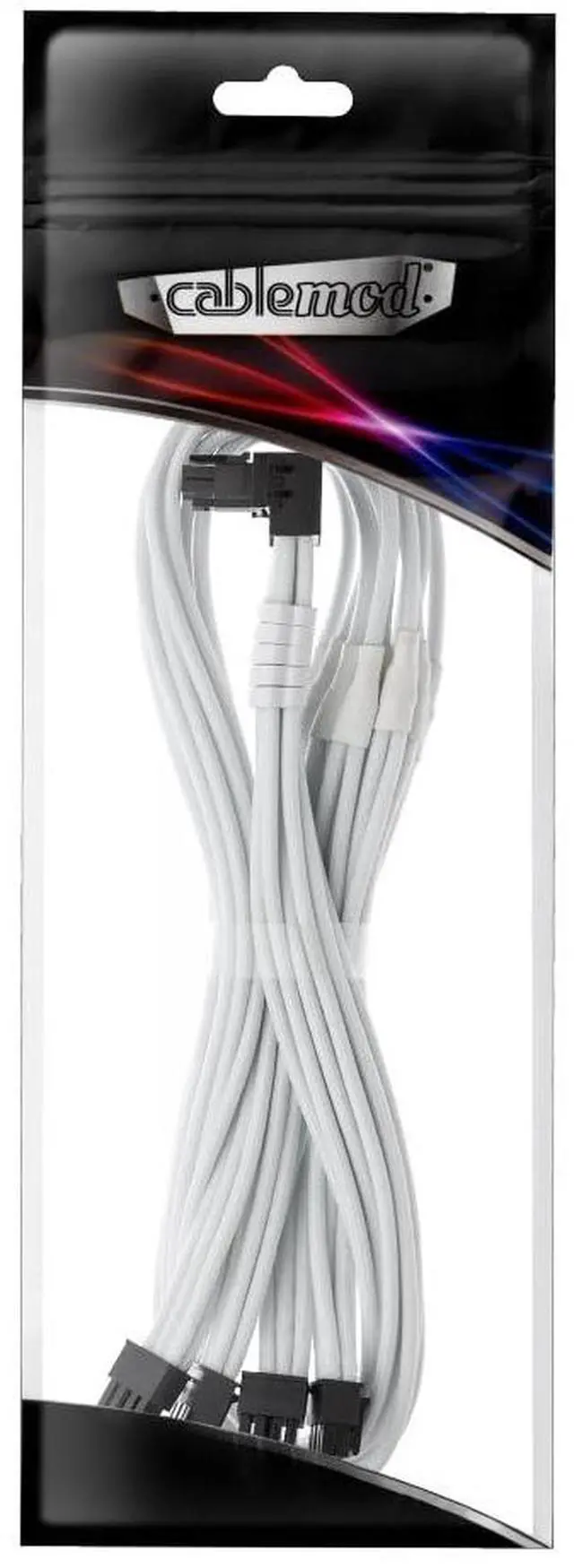 Alt view image 4 of 4 - CableMod C-Series Pro ModFlex Sleeved 12V-2x6 12VHPWR 90° StealthSense PCIe Cable for Corsair Type 5 RMX Shift - Variant A (White, 90° 16-pin to Quad 8-pin, 65cm)