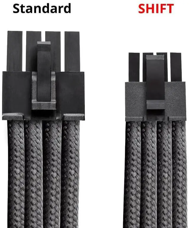 Alt view image 3 of 4 - CableMod C-Series Pro ModFlex Sleeved 12V-2x6 12VHPWR 90° StealthSense PCIe Cable for Corsair Type 5 RMX Shift - Variant A (White, 90° 16-pin to Quad 8-pin, 65cm)