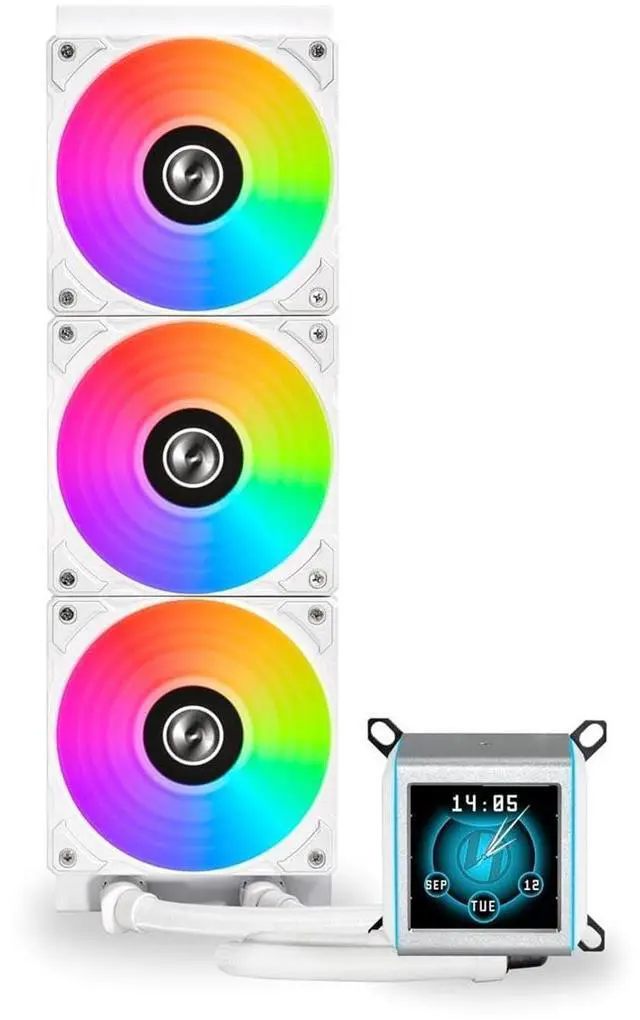 Alt view image 3 of 5 - Lian-Li Galahad II LCD CPU Liquid Cooler - White, 360mm, ARGB Fan