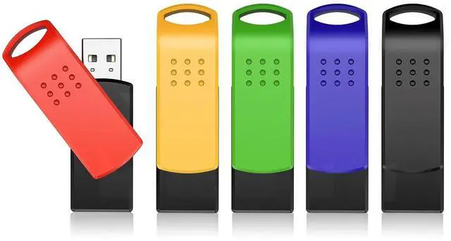 Main image of KEXIN 128GB Flash Drive 5 Pack Thumb Drive Bulk 128 G Swivel USB 2.0 Memory Stick for Data Storage