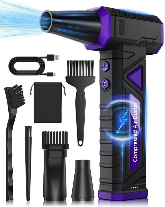 Main image of Compressed Air Duster-Replaces Compressed Air Cans-Canned Air, 150,000RPM Electric Air Duster, Rechargeable Cordless Air Blower for Keyboard, PC, Electric Devices Cleaning -Purple
