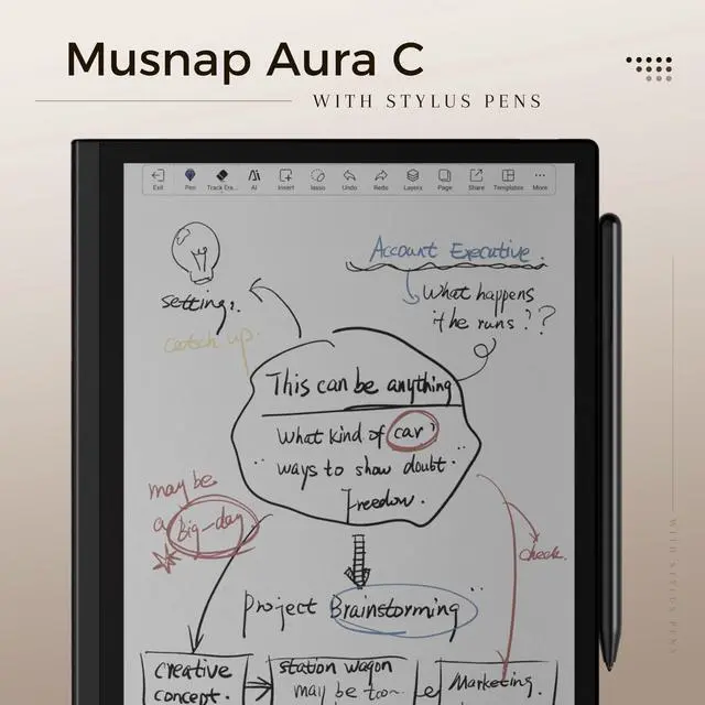 Alt view image 2 of 5 - Musnap Aura C 10.3" E Ink Color Display Paper Tablet Supports 3rd-Party apps,8GB+128GB ePaper Notebook with Stylus Pen,2-in-1 Color ePaper Tablet & eBook Reader,Long Battery Life for Meetings&Reading
