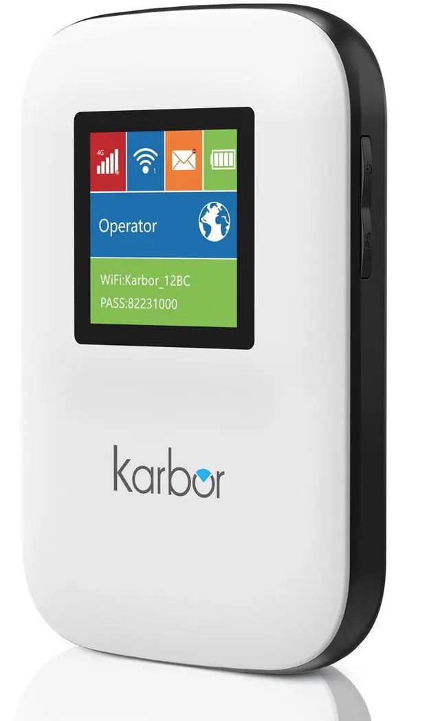 Main image of Karbor 4G LTE WiFi Mobile Hotspot, No SIM Card Required No Contract, 10 Connected Devices, Multiple Networks, Portable Internet for Campers, Motorhomes and Travels, 1GB Local Data