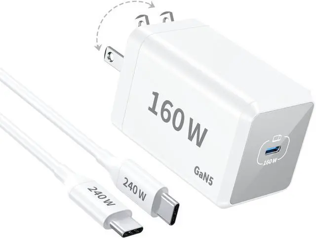 Main image of Mac Book Pro Charger - 160W Compact USB C Charger Fast Charger Compatible with MacBook pro/Air, ipad Pro, Samsung Galaxy Note and All USB C Device, Include 7FT Braided Charge Cable