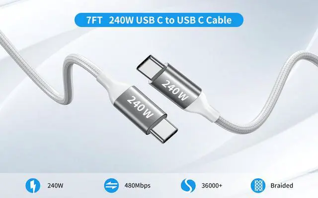 Alt view image 4 of 5 - Mac Book Pro Charger - 160W Compact USB C Charger Fast Charger Compatible with MacBook pro/Air, ipad Pro, Samsung Galaxy Note and All USB C Device, Include 7FT Braided Charge Cable
