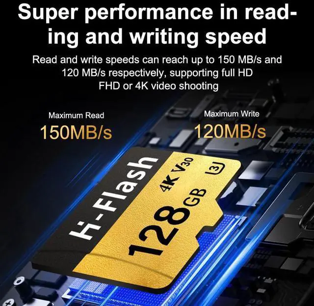 Alt view image 5 of 5 - SD Card Adapter, Memory Card High Speed Up to 150MB/s,A1 V30 U3 4K C10 TF Card for Tablet/Mobile Phone/Camera/Car Audio/Game Console (128x5)