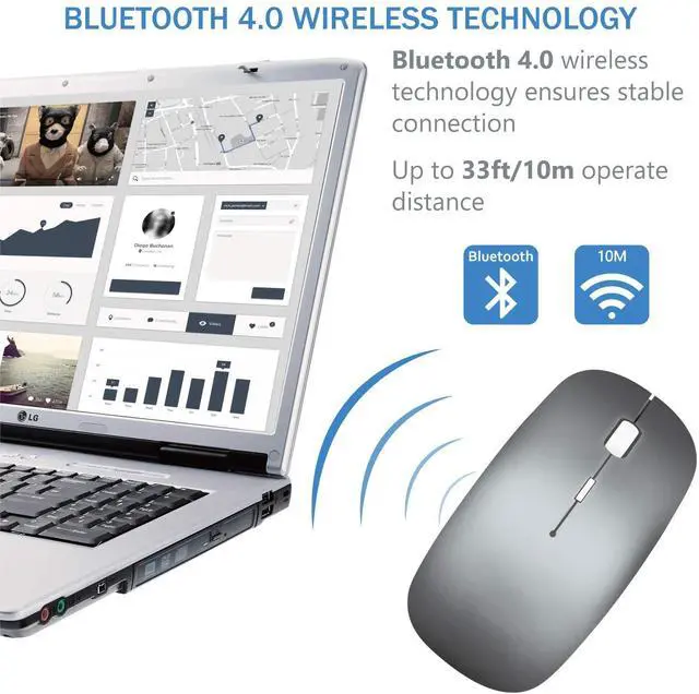 Alt view image 2 of 5 - Azmall Wireless Bluetooth Mouse Set for MacBook, iPad  Rechargeable + USB-C/USB-A Receiver + Undetectable Mouse Jiggler