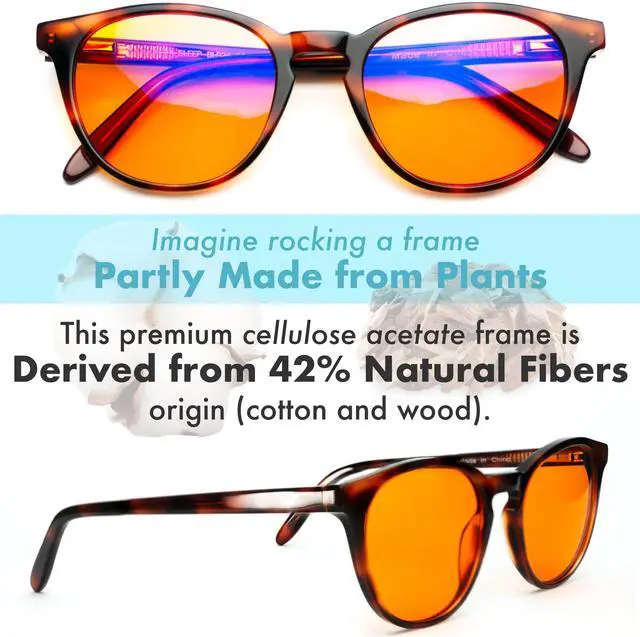 Alt view image 2 of 5 - Orange Blue Light Blocking Glasses for Better Sleep - 99.5% Premium Acetate Amber Orange Computer Migraine Glasses for Women & Men - Amber fl 41 TV Gaming Blue Light Blockers for Eye Strain & Fatigue