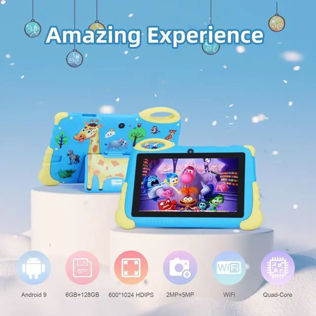 Alt view image 2 of 5 - 2025 Tablet for Kids, Tablet for Kid 3-7, 7 Inches Kids Tablets, Android 13 1st Generation Toddler Tablets, HD 1024 * 600 Screen Display, Iwawa Pre-Installed, Learning for Boys Girls Blue