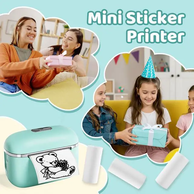 Alt view image 3 of 5 - HIHTV T02E Mini Sticker Printer with 3 Rolls White Self-Adhesive Sticker Paper