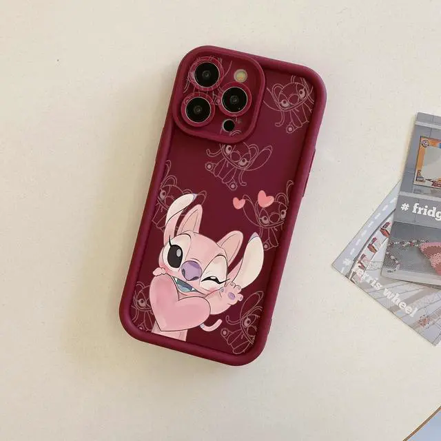 Alt view image 3 of 3 - Case For iPhone 15 Pro Max Couple Stitch Angel Full Protective Phone Case Anti Drop Cover