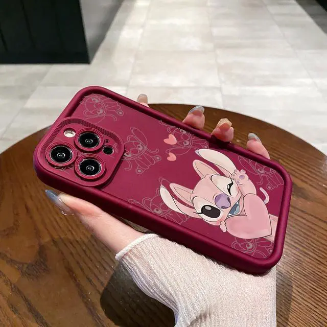Alt view image 2 of 3 - Case For iPhone 15 Pro Max Couple Stitch Angel Full Protective Phone Case Anti Drop Cover