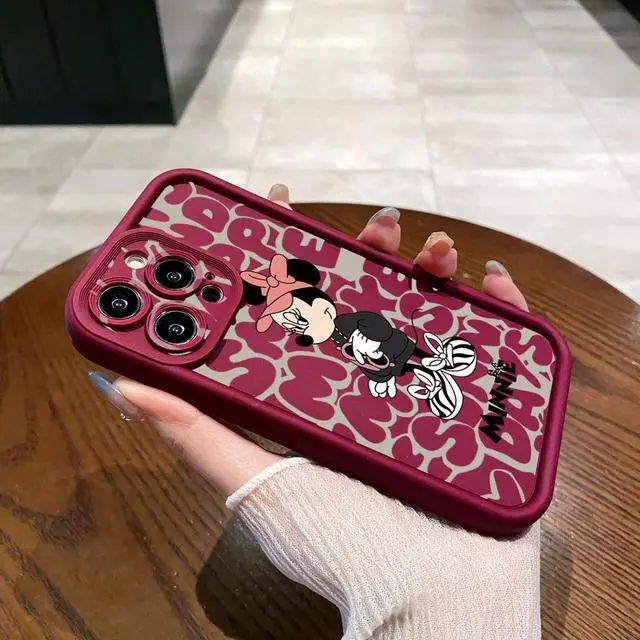 Alt view image 2 of 3 - Case For iPhone 13 Pro Max Couple Mickey Minnie Full Protective Phone Case Anti Drop Cover