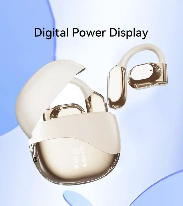 Alt view image 4 of 6 - YAWYORE Open Headphones, True Wireless Headphones, 5.3 Bluetooth Sports Earbuds for Long Time Playback, with Digital Display, Long Lasting Comfort, Clear Calling for Driving Workout (skin tone)