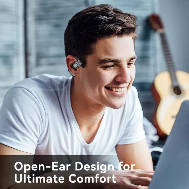 Alt view image 2 of 7 - YAWYORE Open Ear Headphones Wireless Bluetooth 5.3 Earbuds with Earhooks Microphone Clear Sound,60H Playtime IPX7 Waterproof, Light Weight Comfortable Fit,Suitable for Running,Workouts(Black)