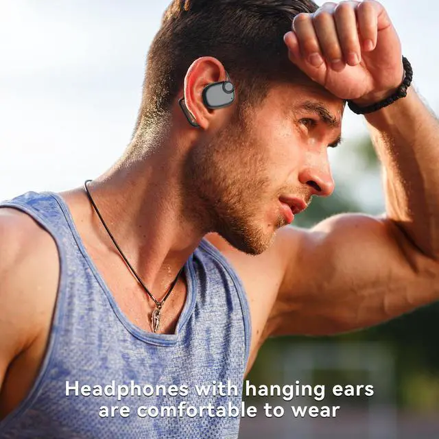 Alt view image 2 of 7 - YAWYORE Wireless Bluetooth 5.3 Open Ear Headphones Sport Earbuds with Earhooks IPX7 Waterproof Dual Microphones,Clear Sound Comfortable Fit,88H Playtime Suitable for Running,Fitness(Black)