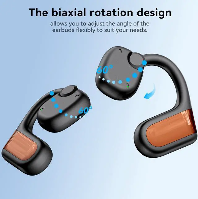 Alt view image 7 of 7 - YAWYORE Wireless Bluetooth 5.3 Open Ear Headphones Sport Earbuds with Earhooks IPX7 Waterproof Dual Microphones,Clear Sound Comfortable Fit,88H Playtime Suitable for Running,Fitness(Black)