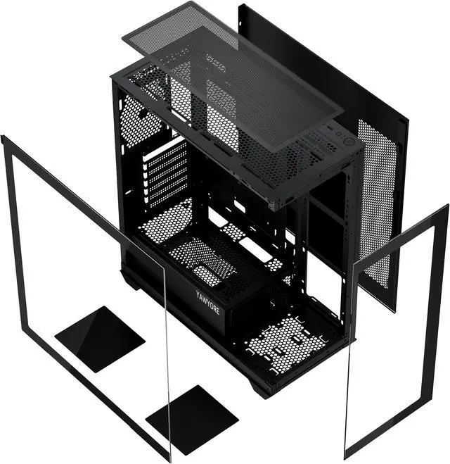 Alt view image 6 of 6 - YAWYORE Carnival 360A,ATX Mid-Tower Gaming PC case,Compatible Micro ATX,Mini ITX,Pre-installed 4 ARGB cool fans,High-Airflow,Support 360 water cooling,270 ° sea view room chassis(black)