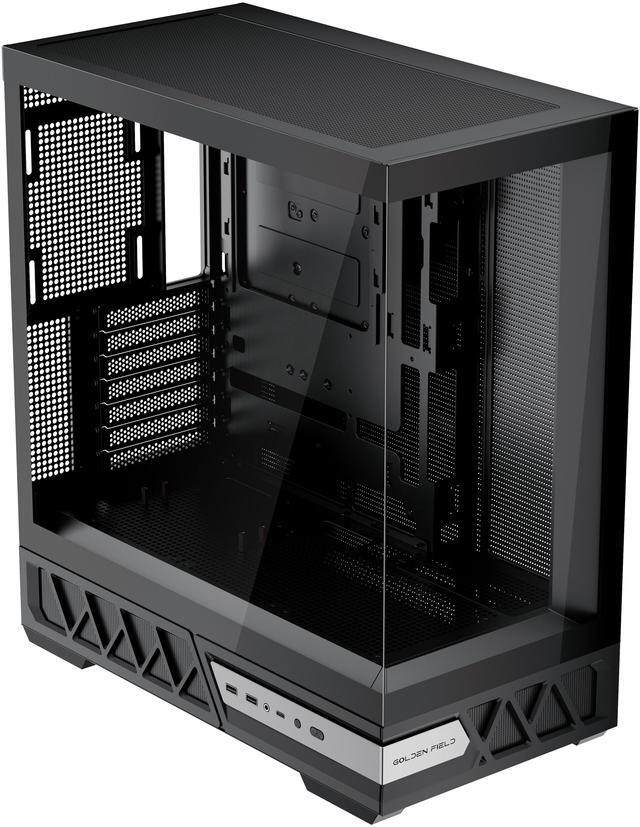 Alt view image 4 of 6 - YAWYORE Gaming PC ATX Medium Tower Computer Case,Compatible Micro ATX/Mini ITX,Support 360 Water Cooling/Easy Removal/Back Plug Main Board /270 ° Ocean View Room Chassis- Black
