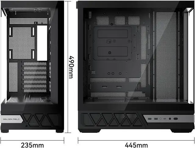 Alt view image 5 of 6 - YAWYORE Gaming PC ATX Medium Tower Computer Case,Compatible Micro ATX/Mini ITX,Support 360 Water Cooling/Easy Removal/Back Plug Main Board /270 ° Ocean View Room Chassis- Black