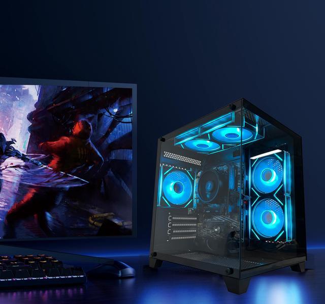 Alt view image 3 of 6 - YAWYORE Gaming Desktop Computer PC,AMD Ryzen 5 5600GT,16GB RAM and 1TB M.2 NVMe PCle4.0,ARGB FAN,WiFi+BT5.0,Game Design Office console,Sea View Room,Prebuilt Gaming PC Tower