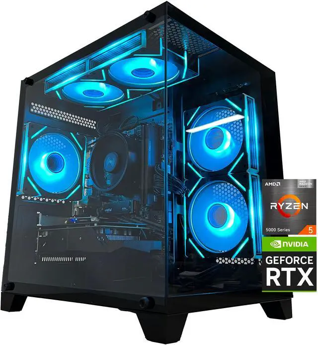 Main image of YAWYORE Gaming PC Desktop Computer,AMD Ryzen 5 5600,RTX3050 6GB,32GB DDR4 RAM and 1TB M.2 NVMe PCle4.0,ARGB FAN,WiFi+BT,Game Design Office console,Sea View Room,Prebuilt Gaming PC