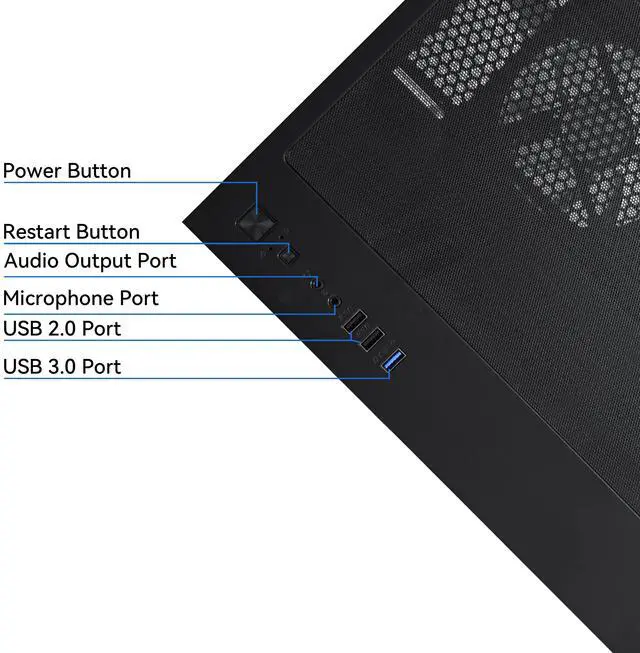 Alt view image 6 of 6 - YAWYORE Gaming PC Desktop Computer,AMD Ryzen 5 5600,RTX3050 6GB,32GB DDR4 RAM and 1TB M.2 NVMe PCle4.0,ARGB FAN,WiFi+BT,Game Design Office console,Sea View Room,Prebuilt Gaming PC