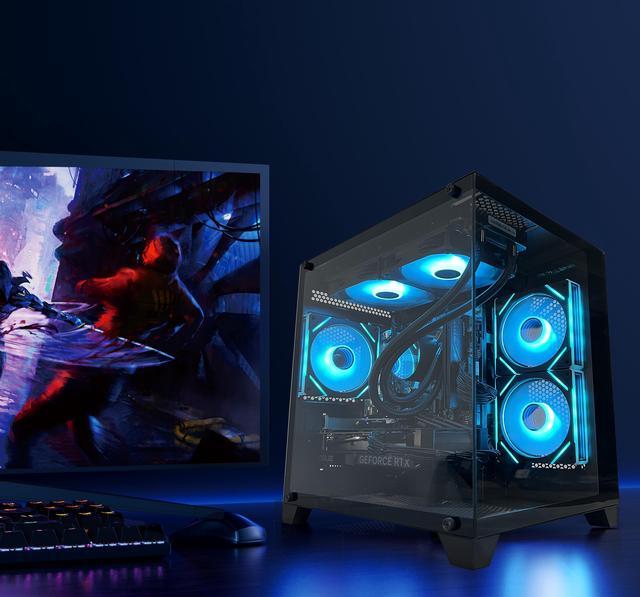 Alt view image 2 of 6 - YAWYORE Gaming PC Desktop computer, Ryzen 7 5700X,RTX 4060 ,32GB DDR4 RAM and 1TB M.2 NVMe SSD ,WiFi6E+BT5.3, 240 Liquid Cooler , ARGB Fans ,Game Design Office,Sea View Room,Windows 11 Tower Prebuilt