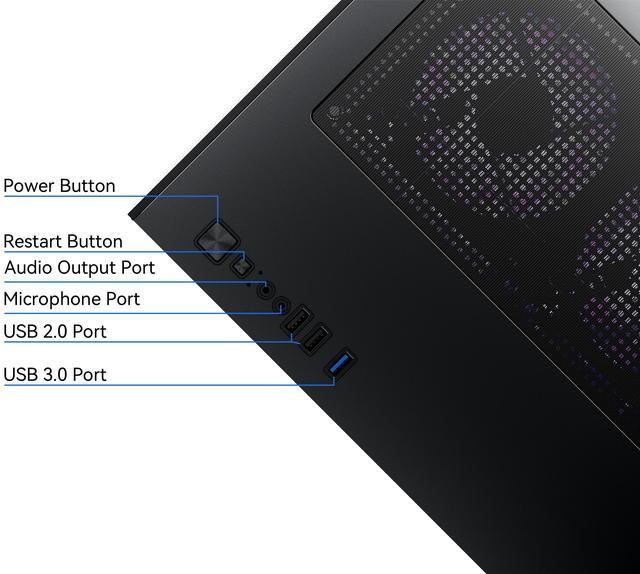 Alt view image 6 of 6 - YAWYORE Gaming PC Desktop computer, Ryzen 7 5700X,RTX 4060 ,32GB DDR4 RAM and 1TB M.2 NVMe SSD ,WiFi6E+BT5.3, 240 Liquid Cooler , ARGB Fans ,Game Design Office,Sea View Room,Windows 11 Tower Prebuilt