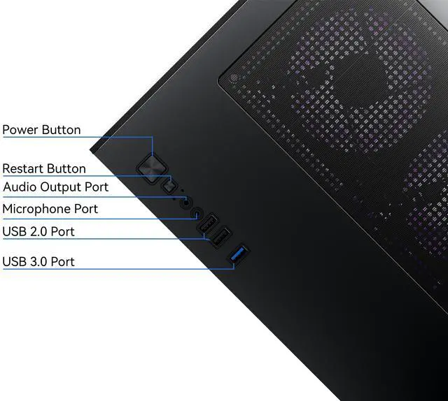 Alt view image 6 of 6 - YAWYORE Gaming PC Desktop,AMD Ryzen 7 5700X,RTX5060 8G,MSI B550M,32GB DDR4 3200 RAM and 1TB M.2 NVMe PCle4.0,Liquid Cooler ARGB FAN,Wi-Fi+BT,Game Design Office console,Sea View Room,Prebuilt Gaming PC