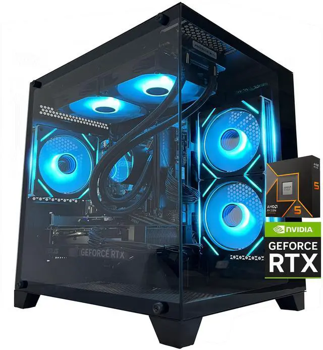 Main image of YAWYORE Gaming PC Desktop,AMD Ryzen 5 9600X,RTX5060 8G,MSI B650M,32GB DDR5 6000 RAM and 1TB M.2 NVMe PCle4.0,Liquid Cooler ARGB FAN,Wi-Fi+BT,Game Design Office console,Sea View Room,Prebuilt Gaming PC