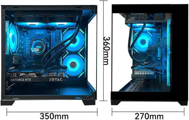 Alt view image 4 of 6 - YAWYORE Gaming PC Desktop,AMD Ryzen 5 9600X,RTX5060 8G,MSI B650M,32GB DDR5 6000 RAM and 1TB M.2 NVMe PCle4.0,Liquid Cooler ARGB FAN,Wi-Fi+BT,Game Design Office console,Sea View Room,Prebuilt Gaming PC