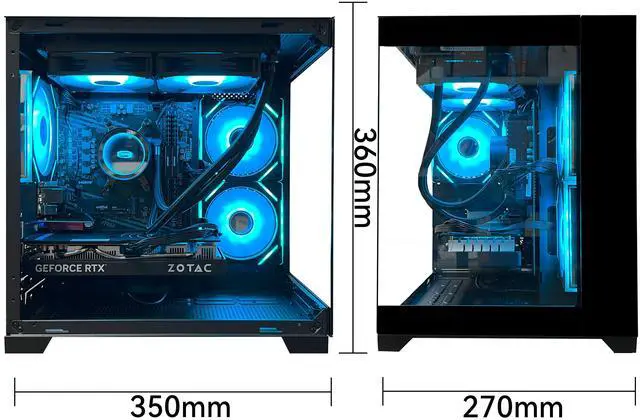 Alt view image 4 of 6 - YAWYORE Gaming PC Desktop,AMD Ryzen 7 5700X,RTX5060 8G,MSI B550M,32GB DDR4 3200 RAM and 1TB M.2 NVMe PCle4.0,Liquid Cooler ARGB FAN,Wi-Fi+BT,Game Design Office console,Sea View Room,Prebuilt Gaming PC