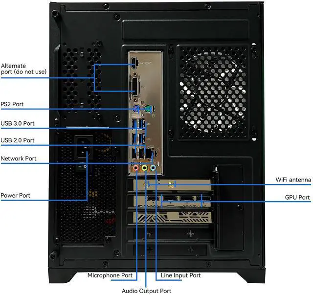 Alt view image 5 of 6 - YAWYORE Gaming PC Desktop,AMD Ryzen 7 5700X,RTX5060 8G,MSI B550M,32GB DDR4 3200 RAM and 1TB M.2 NVMe PCle4.0,Liquid Cooler ARGB FAN,Wi-Fi+BT,Game Design Office console,Sea View Room,Prebuilt Gaming PC